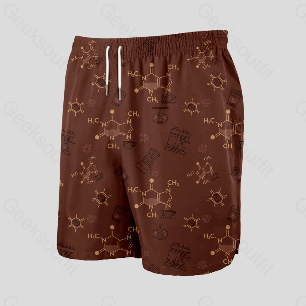 Chemical Formula of Caffeine Geeky Drawstring Shorts - Geeksoutfit