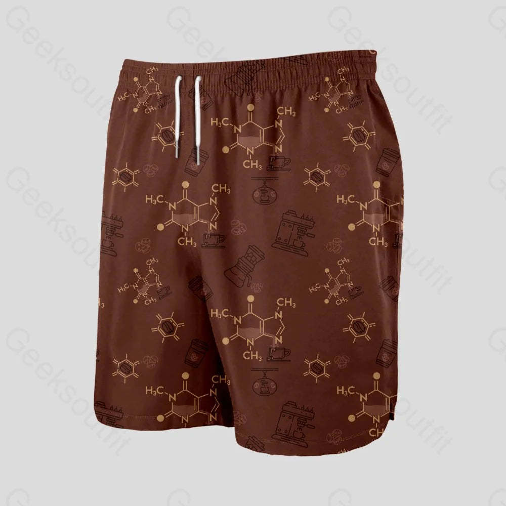 Chemical Formula of Caffeine Geeky Drawstring Shorts - Geeksoutfit