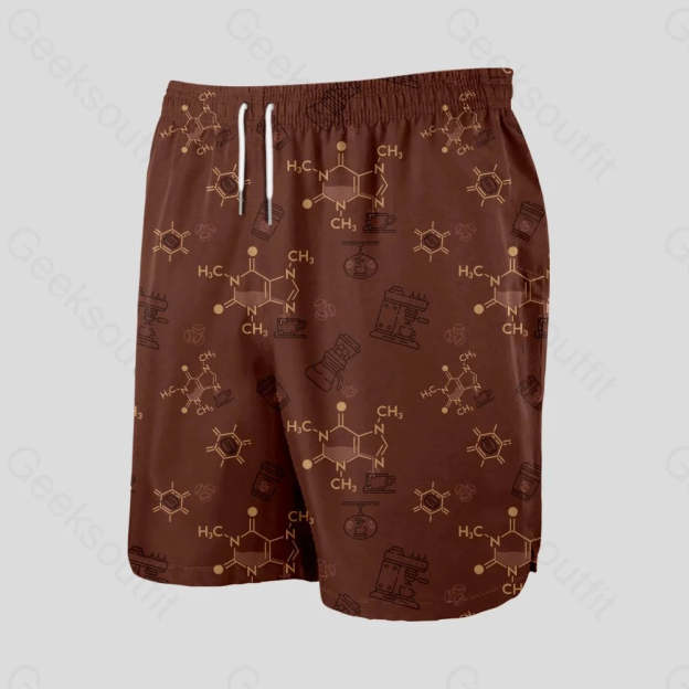 Chemical Formula of Caffeine Geeky Drawstring Shorts - Geeksoutfit