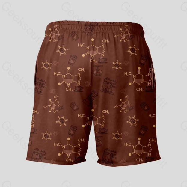 Chemical Formula of Caffeine Geeky Drawstring Shorts - Geeksoutfit