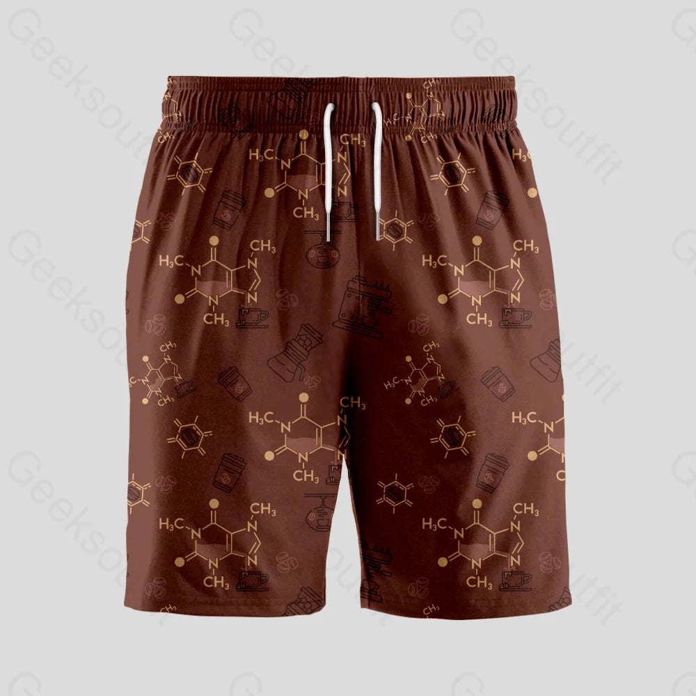 Chemical Formula of Caffeine Geeky Drawstring Shorts - Geeksoutfit