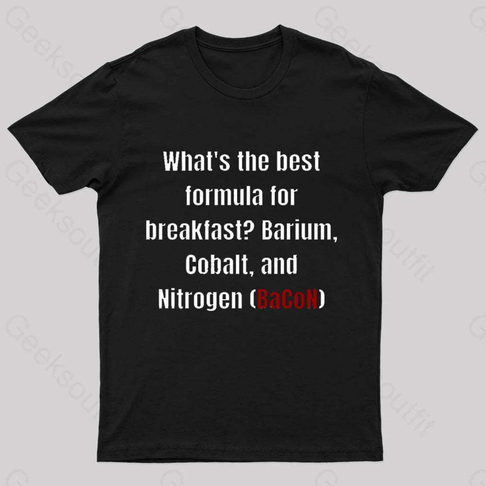 Chemistry Bacon Pun Nerd T-Shirt Black / S