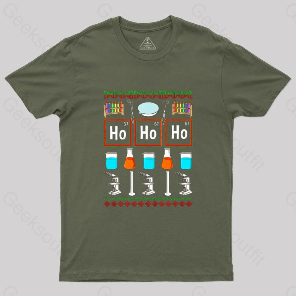 Chemistry Christmas T-Shirt Army Green / S