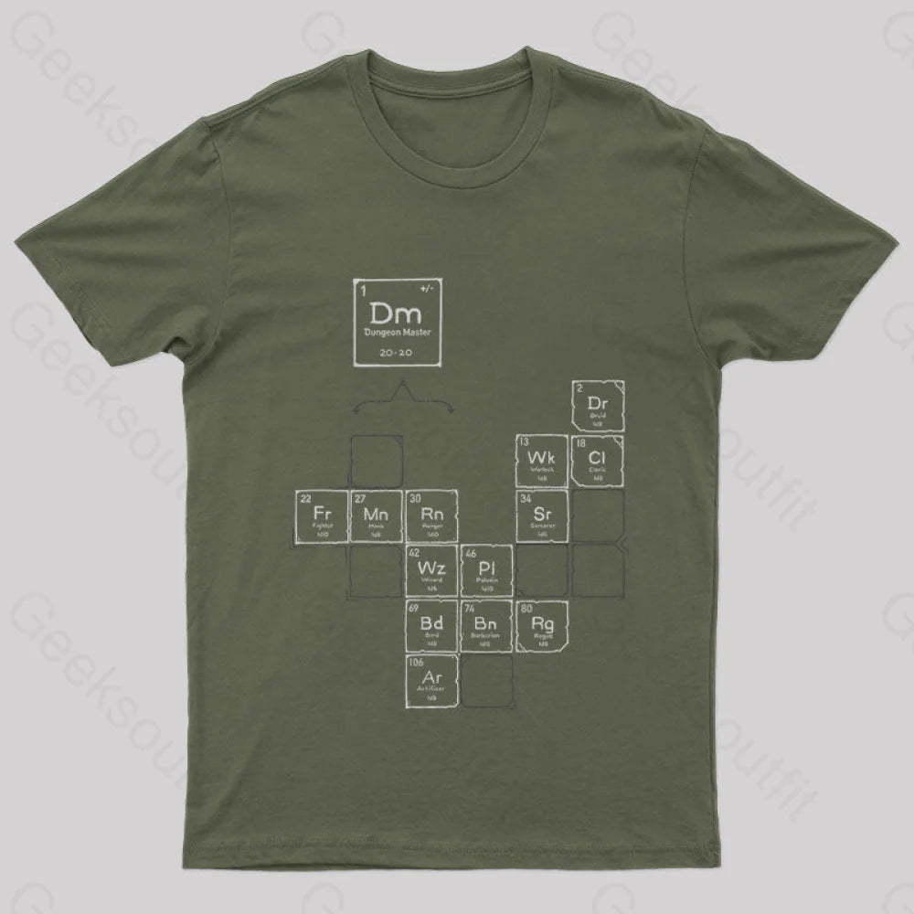 Chemistry Of Roleplay Dnd Science D20 Nerd T-Shirt Army Green / S