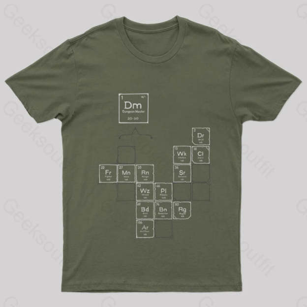 Chemistry Of Roleplay Dnd Science D20 Nerd T-Shirt Army Green / S