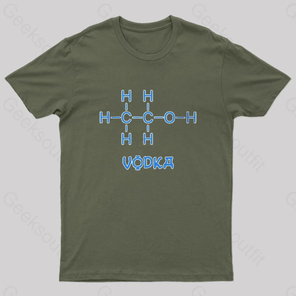 Chemistry Of Vodka Geek T-Shirt Army Green / S