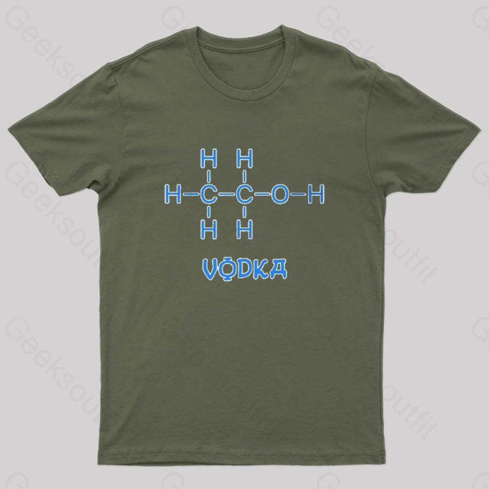 Chemistry Of Vodka Geek T-Shirt Army Green / S