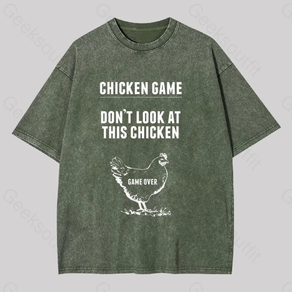 Chicken Game Washed T-Shirt Army Green / S