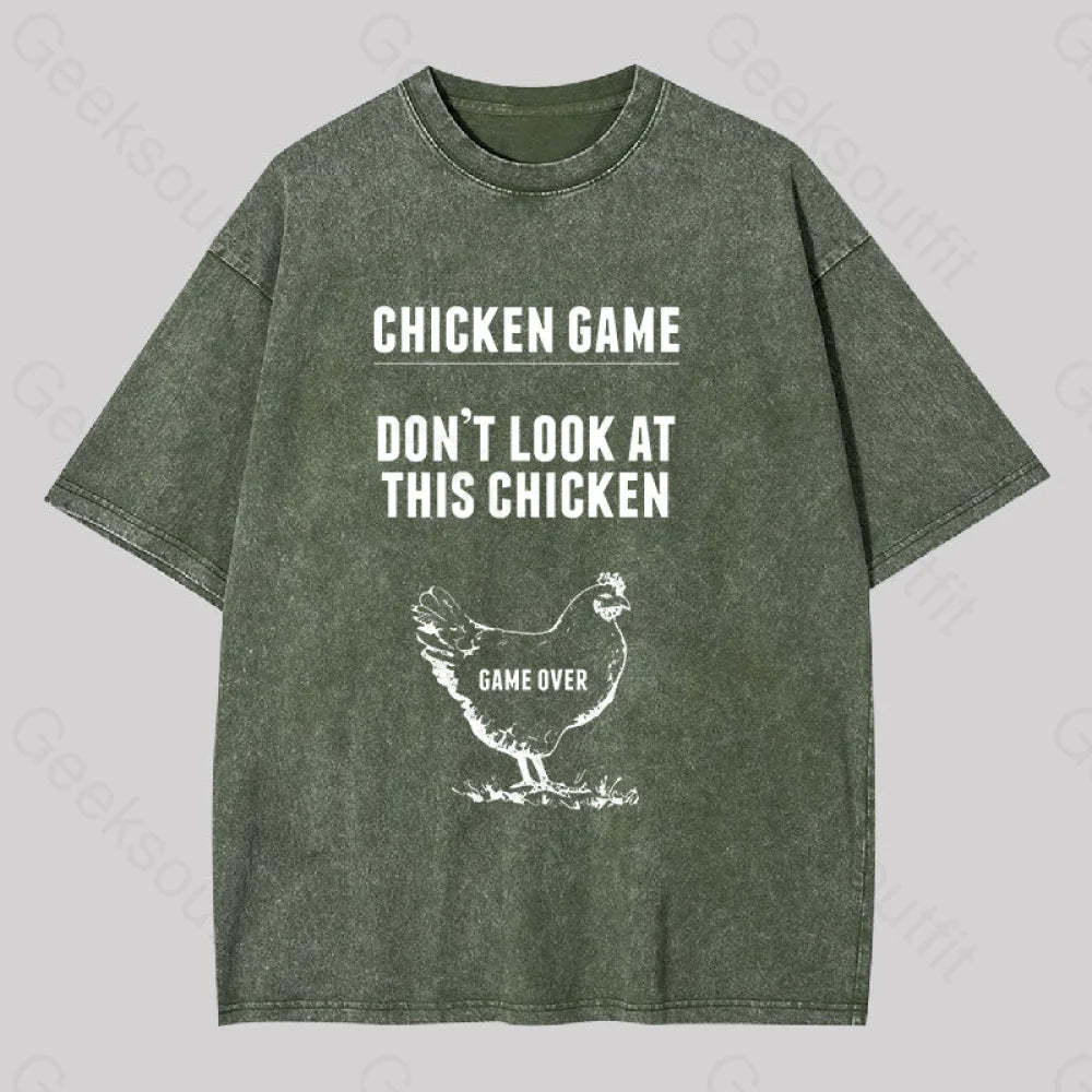 Chicken Game Washed T-Shirt Army Green / S