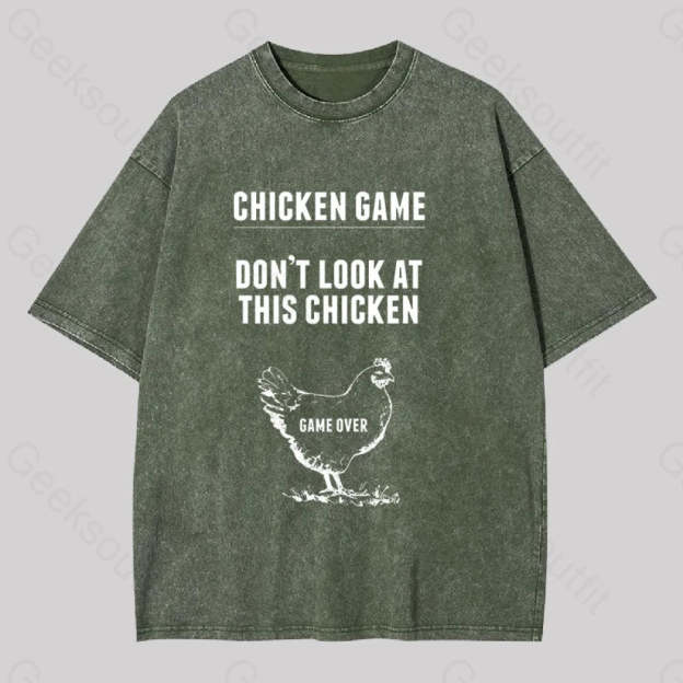 Chicken Game Washed T-Shirt Army Green / S