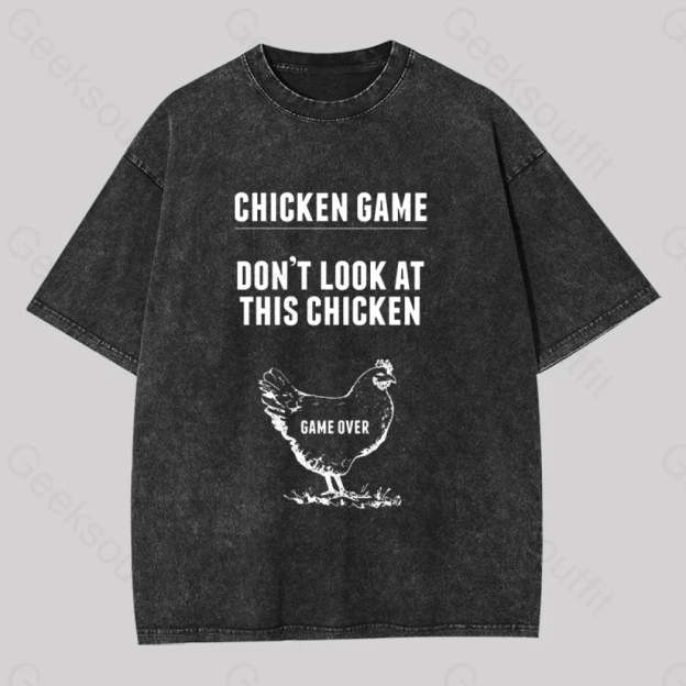 Chicken Game Washed T-Shirt Black / S