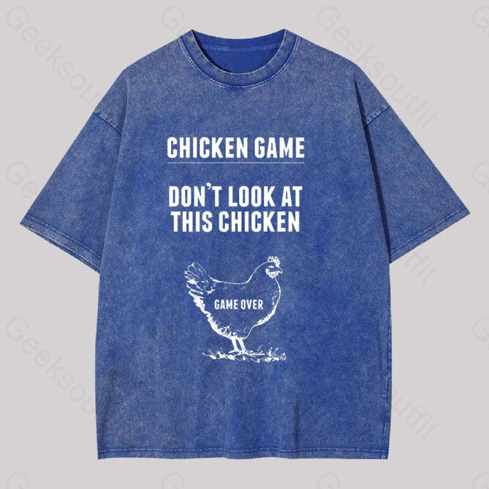 Chicken Game Washed T-Shirt Blue / S