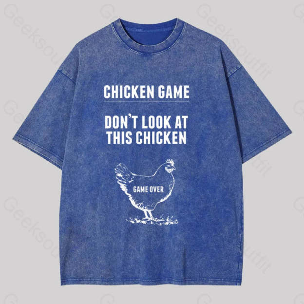 Chicken Game Washed T-Shirt Blue / S