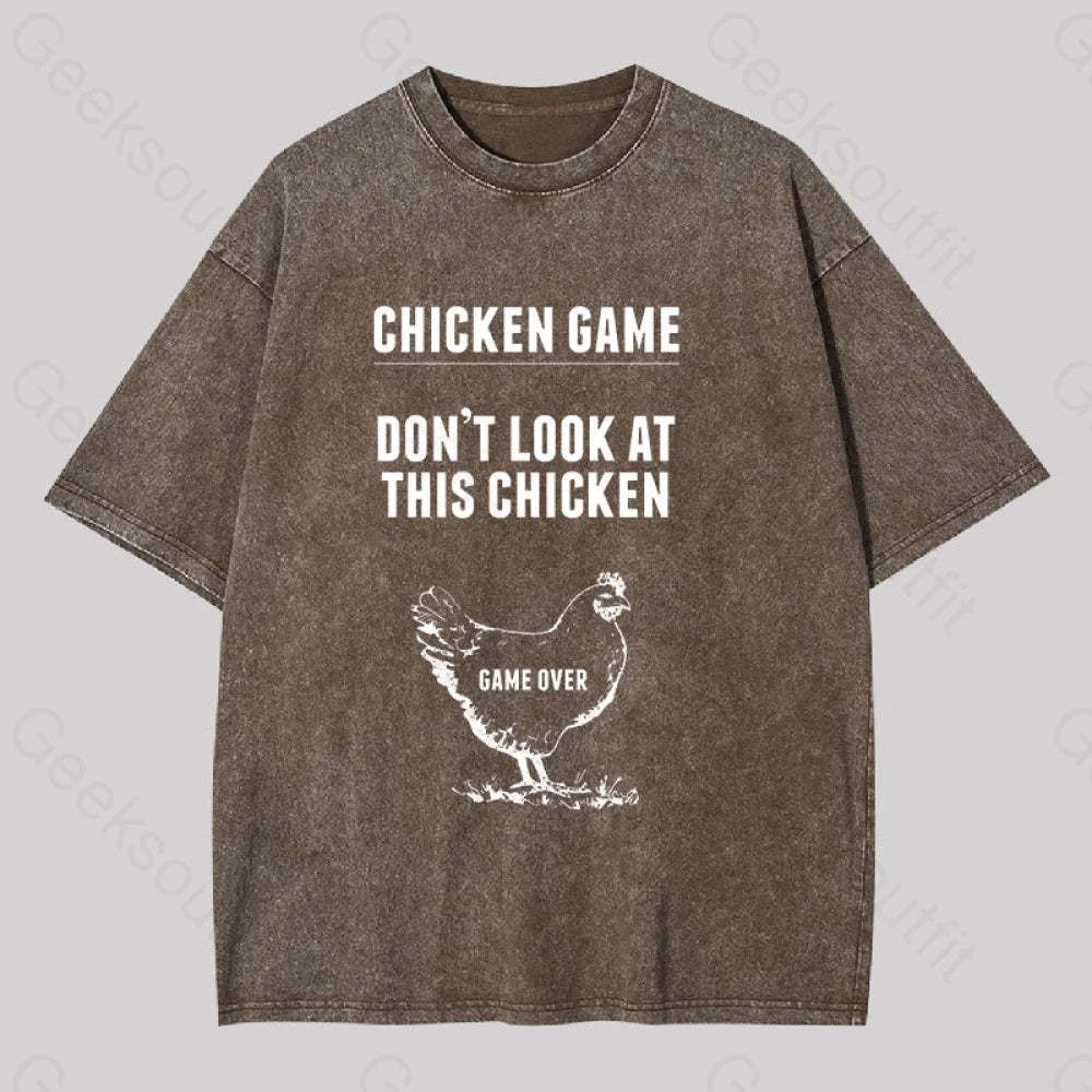 Chicken Game Washed T-Shirt Coffee / S