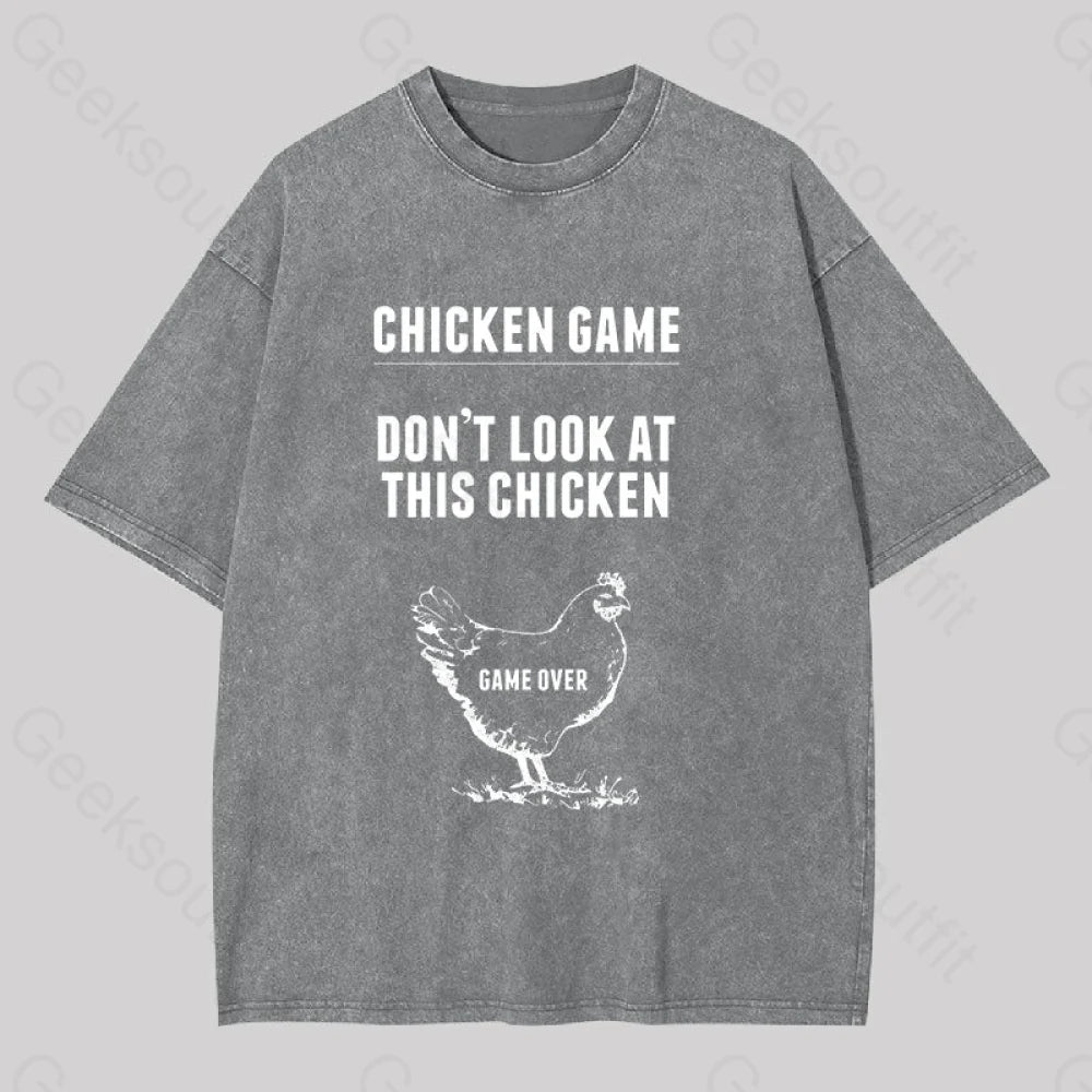 Chicken Game Washed T-Shirt Grey / S