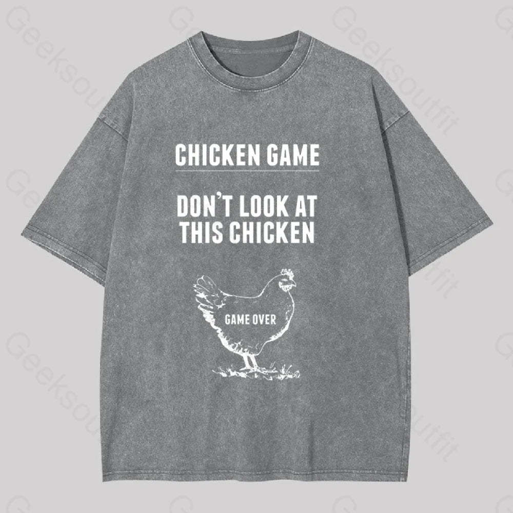 Chicken Game Washed T-Shirt Grey / S