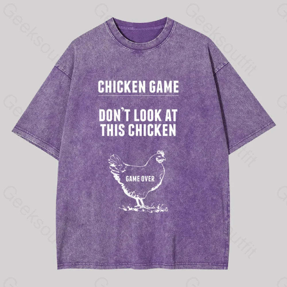 Chicken Game Washed T-Shirt Purple / S