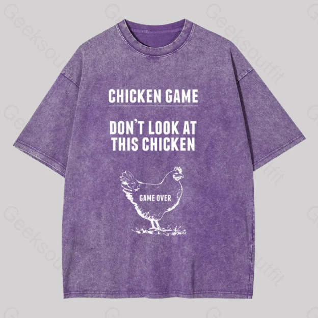 Chicken Game Washed T-Shirt Purple / S