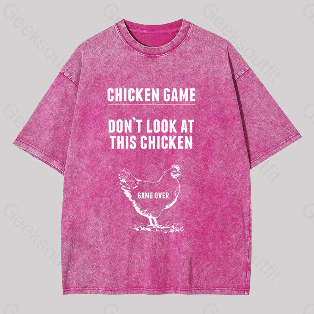 Chicken Game Washed T-Shirt Rose Red / S