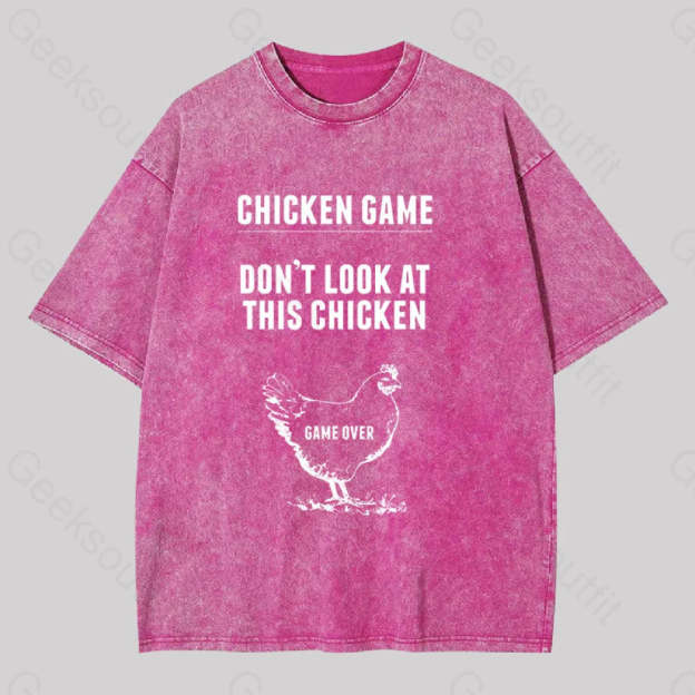 Chicken Game Washed T-Shirt Rose Red / S