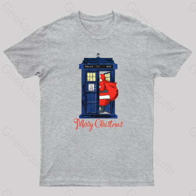 Christmas 1822 - Nicholas Visit The Blue Police Box 2 Geek T-Shirt Grey / S