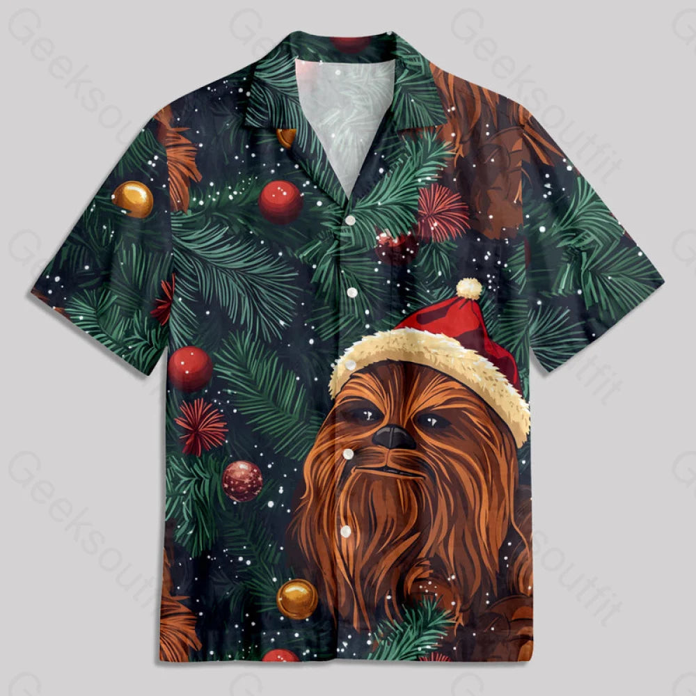 Christmas Chewbacca Button Up Pocket Shirt Hawaiian / S Bus669 Yc