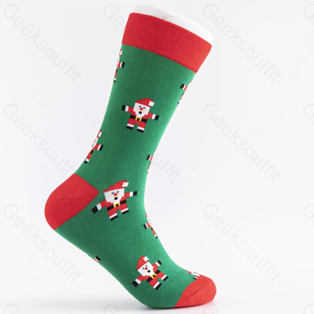 Christmas Element Casual Men’s Socks Father In Green