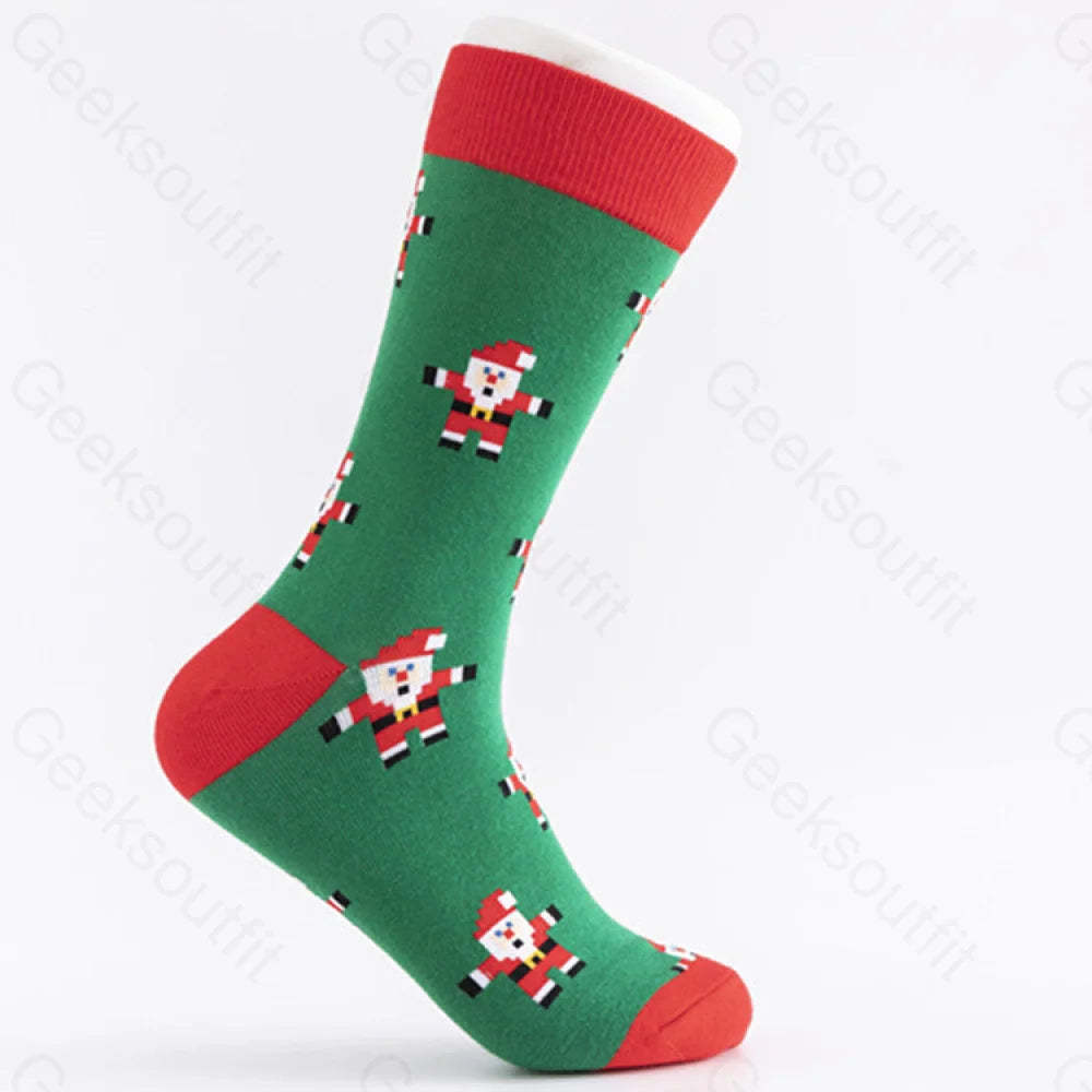 Christmas Element Casual Men’s Socks Father In Green