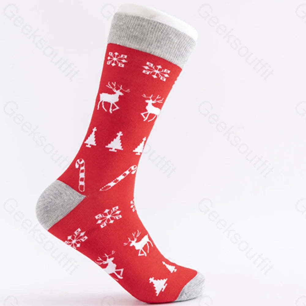 Christmas Element Casual Men’s Socks Red Deer