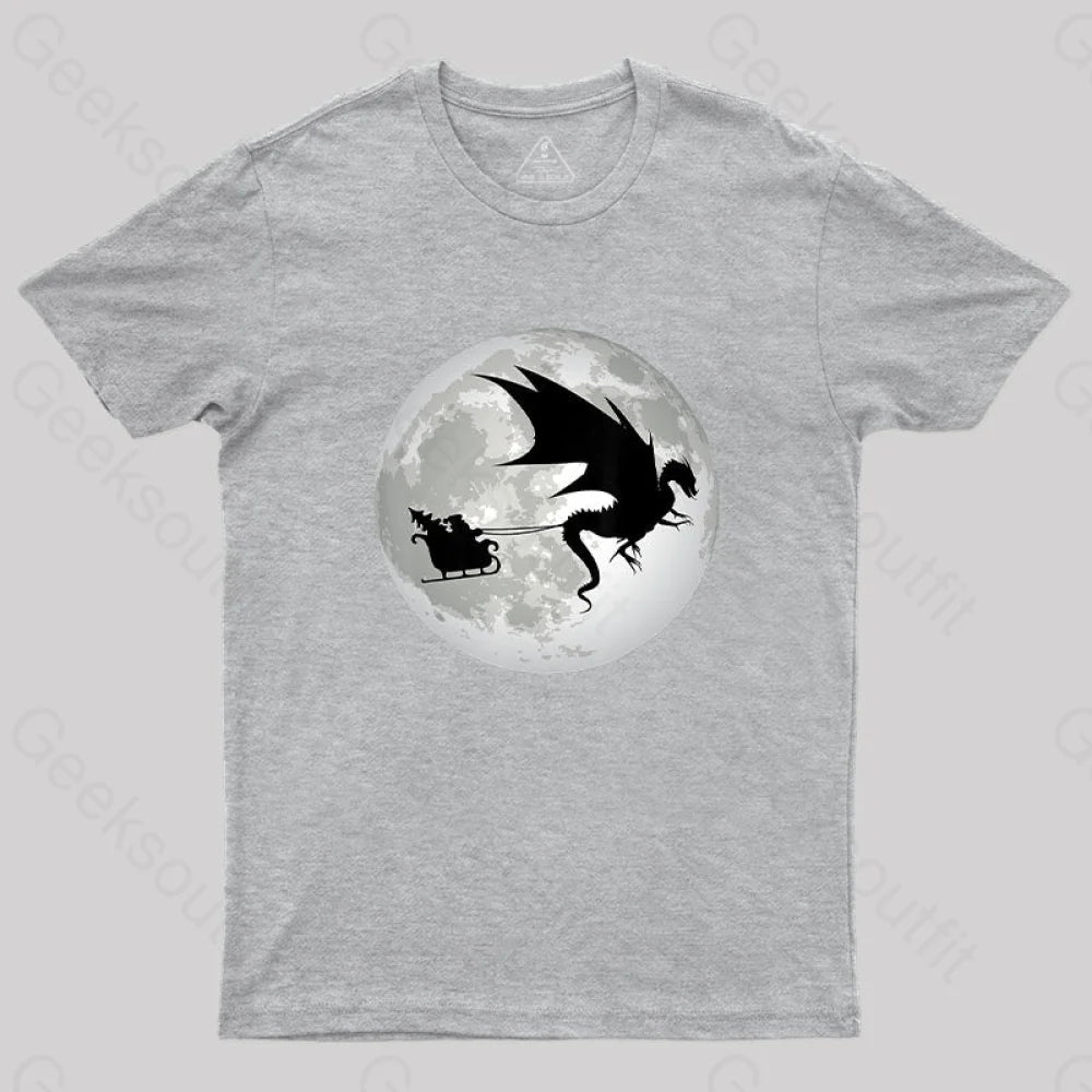 Christmas Santa Claus Moon Shadow T-Shirt Grey / S