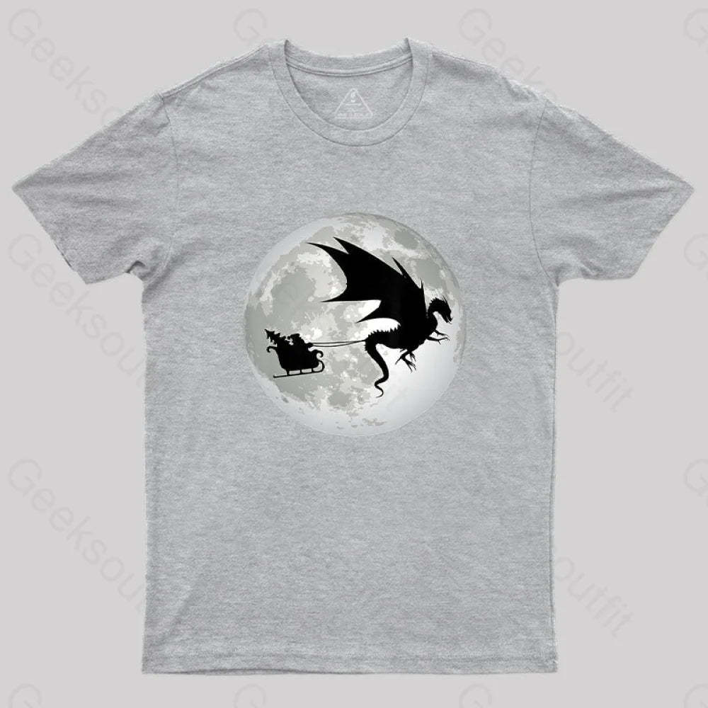 Christmas Santa Claus Moon Shadow T-Shirt Grey / S