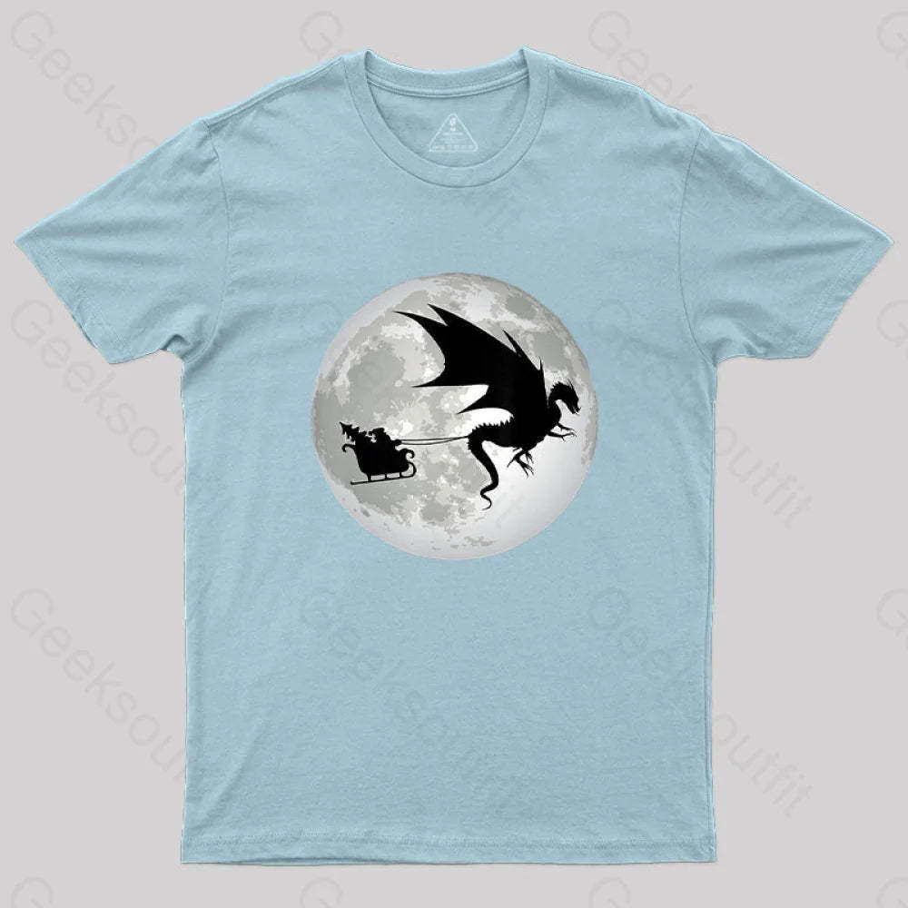 Christmas Santa Claus Moon Shadow T-Shirt Light Blue / S