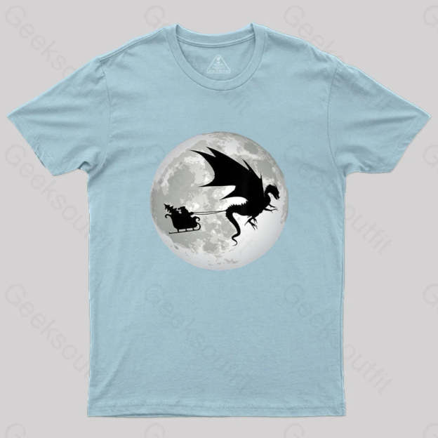 Christmas Santa Claus Moon Shadow T-Shirt Light Blue / S