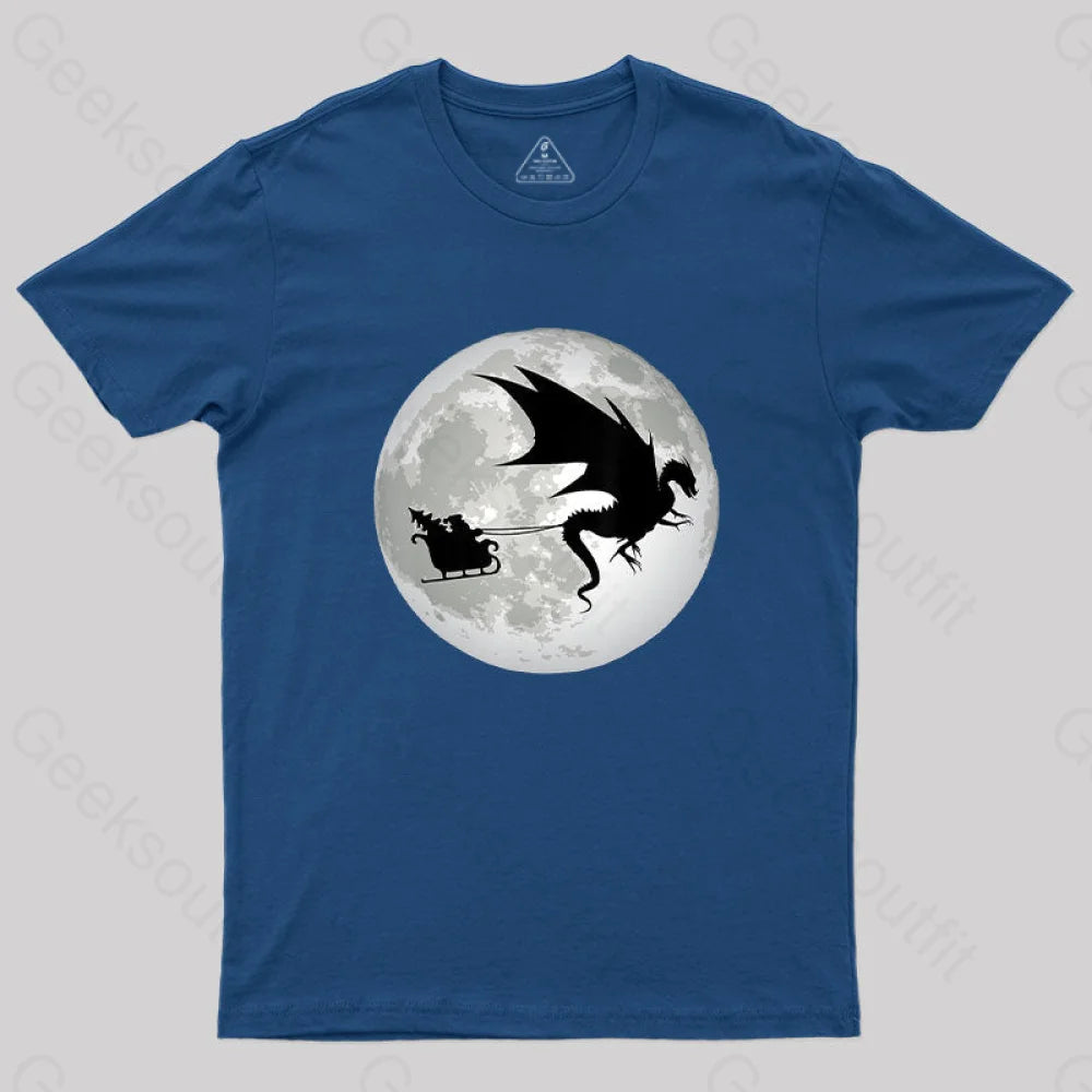 Christmas Santa Claus Moon Shadow T-Shirt Navy / S