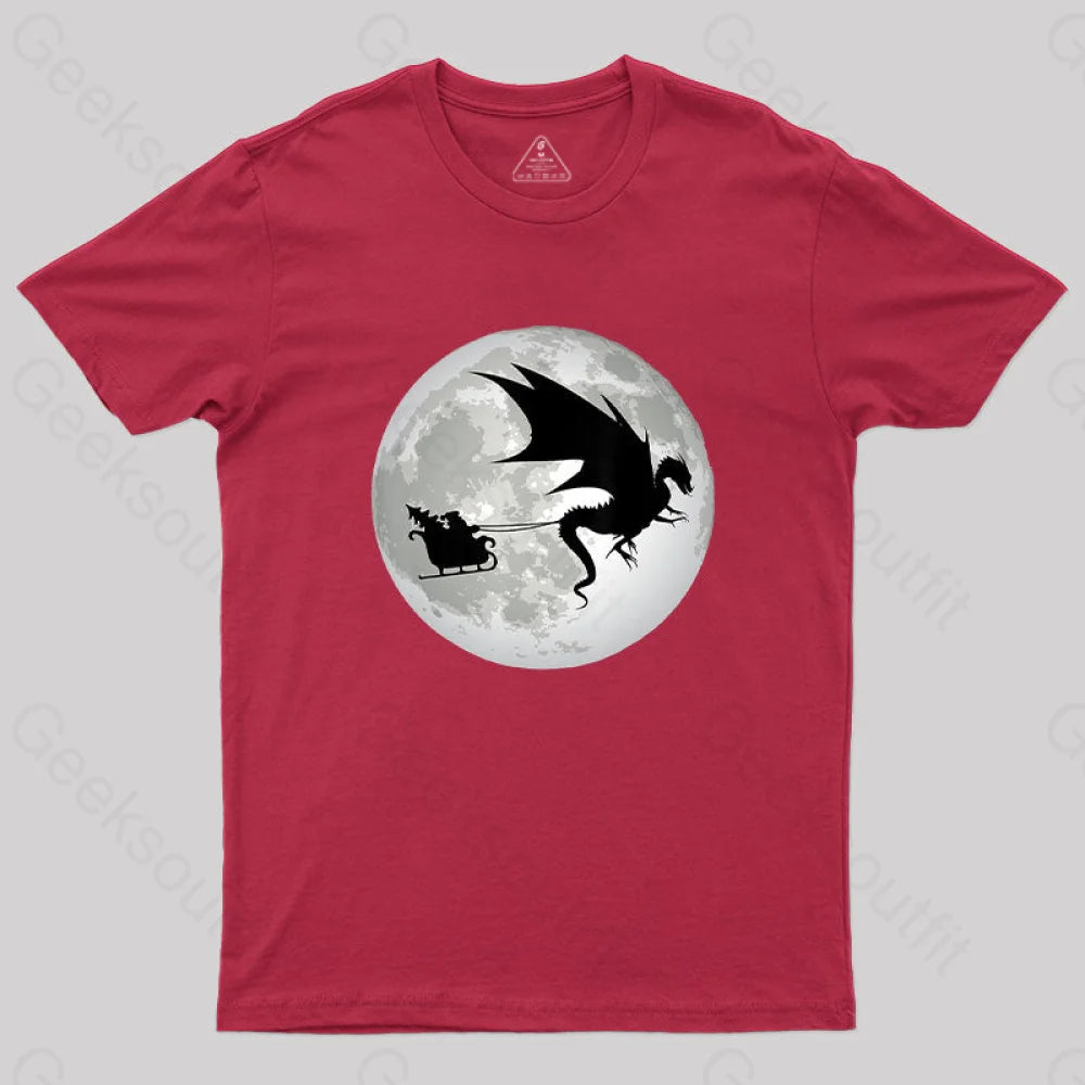 Christmas Santa Claus Moon Shadow T-Shirt Red / S