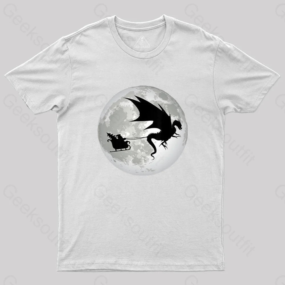 Christmas Santa Claus Moon Shadow T-Shirt White / S