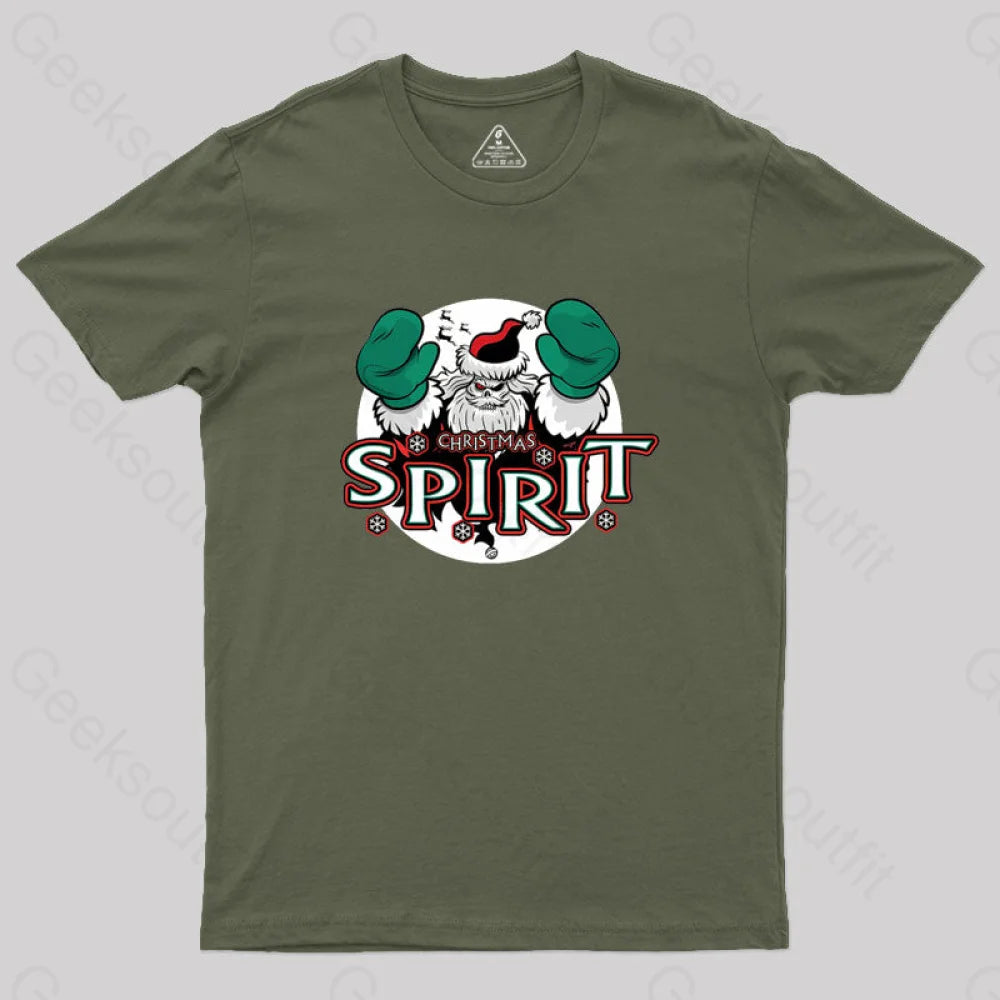 Christmas Spirit Geek T-Shirt Army Green / S