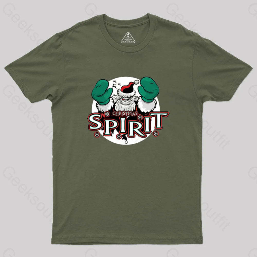 Christmas Spirit Geek T-Shirt Army Green / S