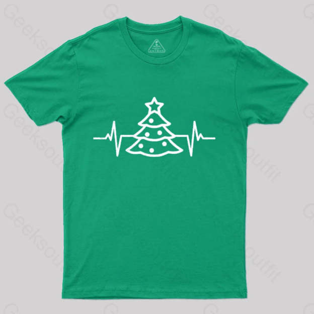 Christmas Tree Heart Beat T-Shirt Green / S