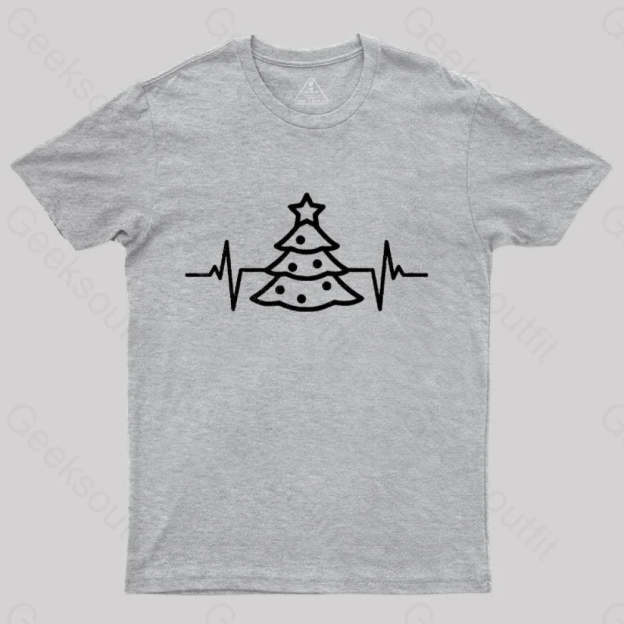 Christmas Tree Heart Beat T-Shirt Grey / S