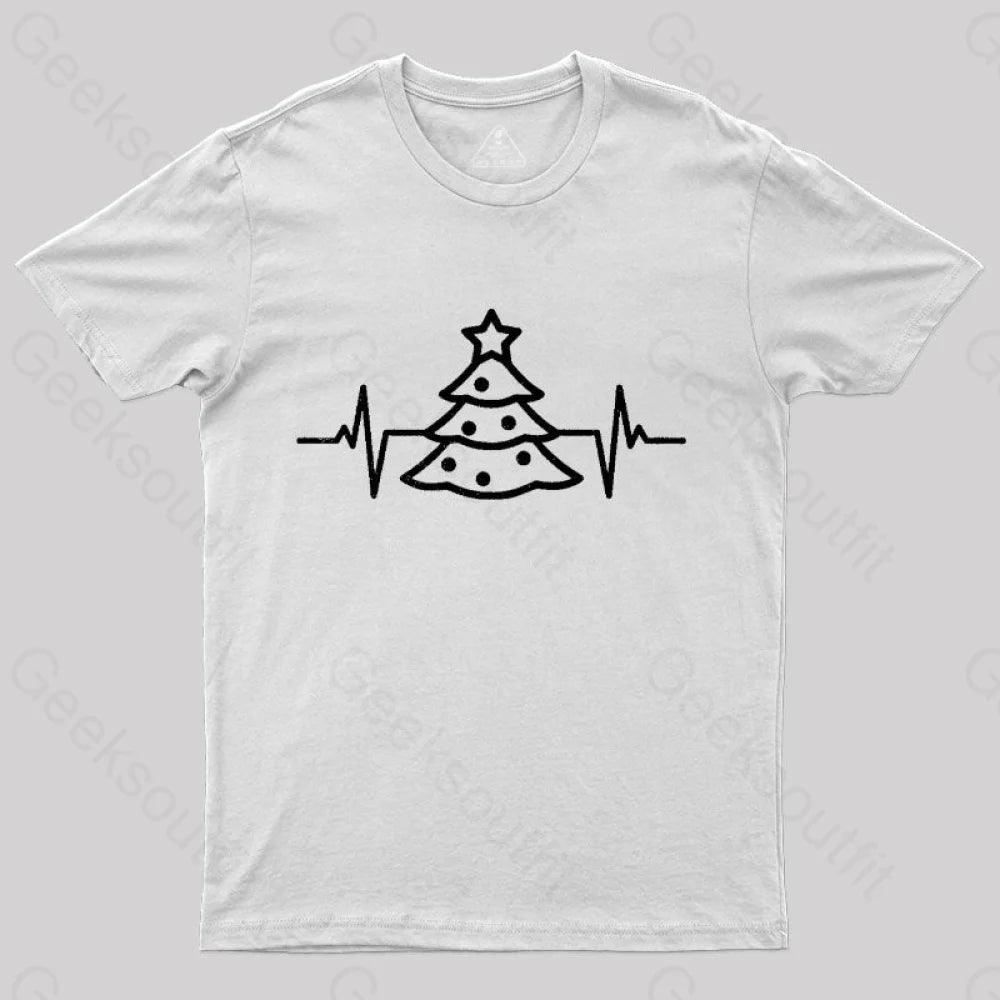Christmas Tree Heart Beat T-Shirt White / S