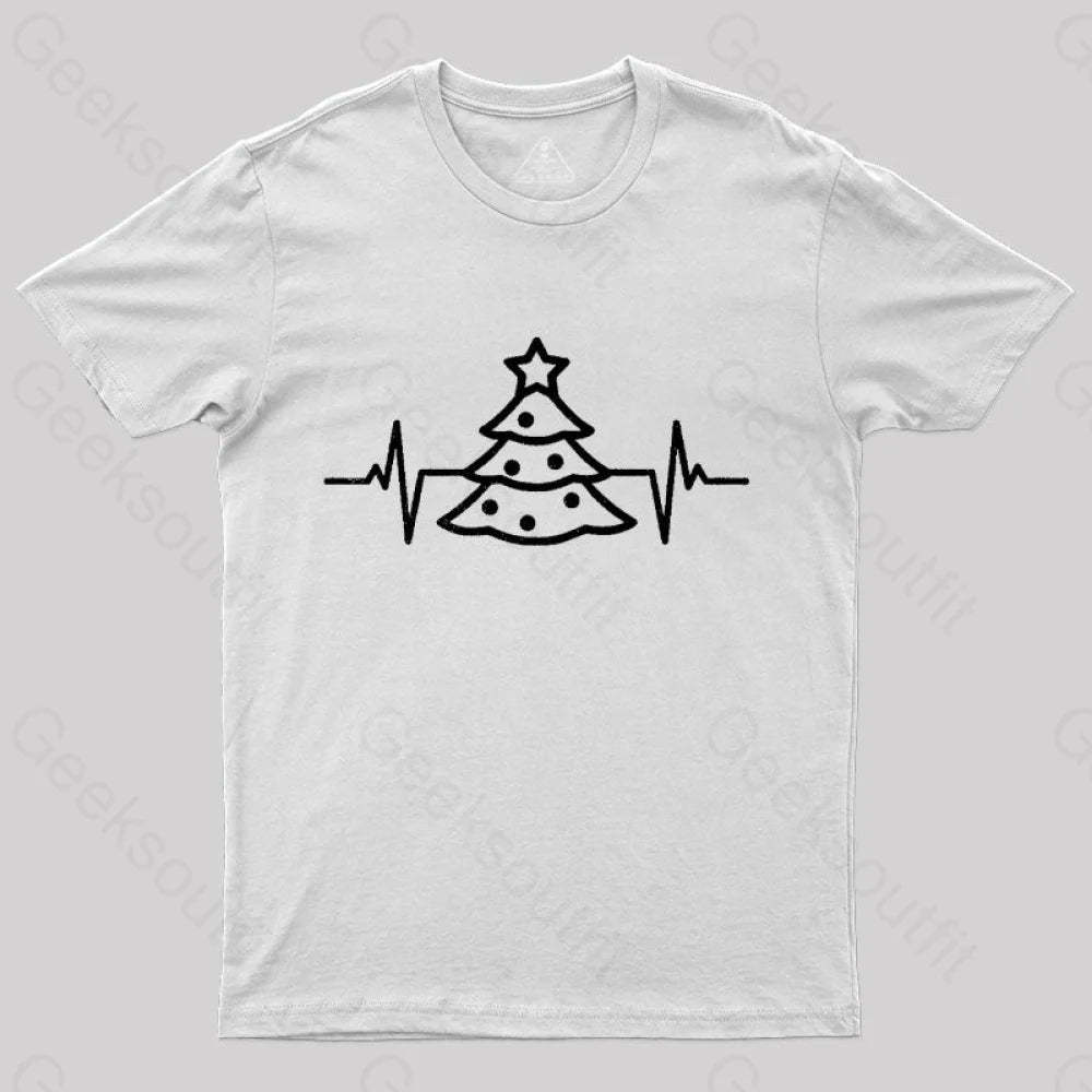 Christmas Tree Heart Beat T-Shirt White / S