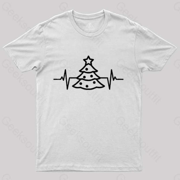 Christmas Tree Heart Beat T-Shirt White / S