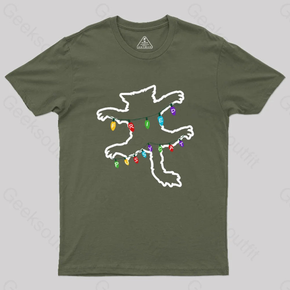 Christmas Vacation Fried Pussycat Geek T-Shirt Army Green / S