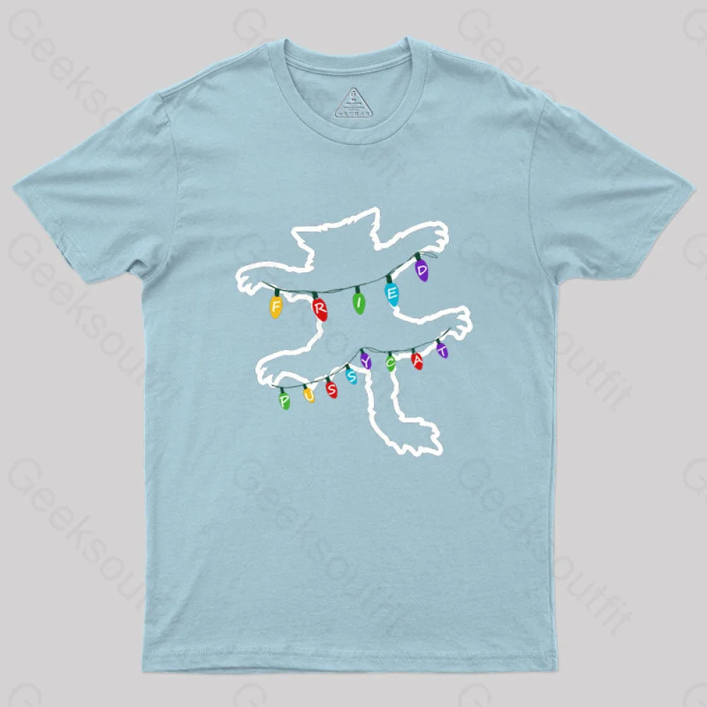 Christmas Vacation Fried Pussycat Geek T-Shirt Light Blue / S