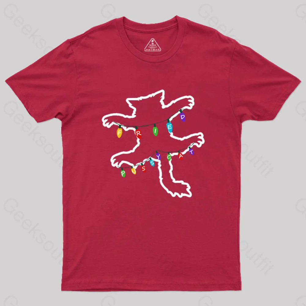 Christmas Vacation Fried Pussycat Geek T-Shirt Red / S