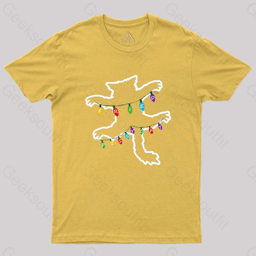 Christmas Vacation Fried Pussycat Geek T-Shirt Yellow / S