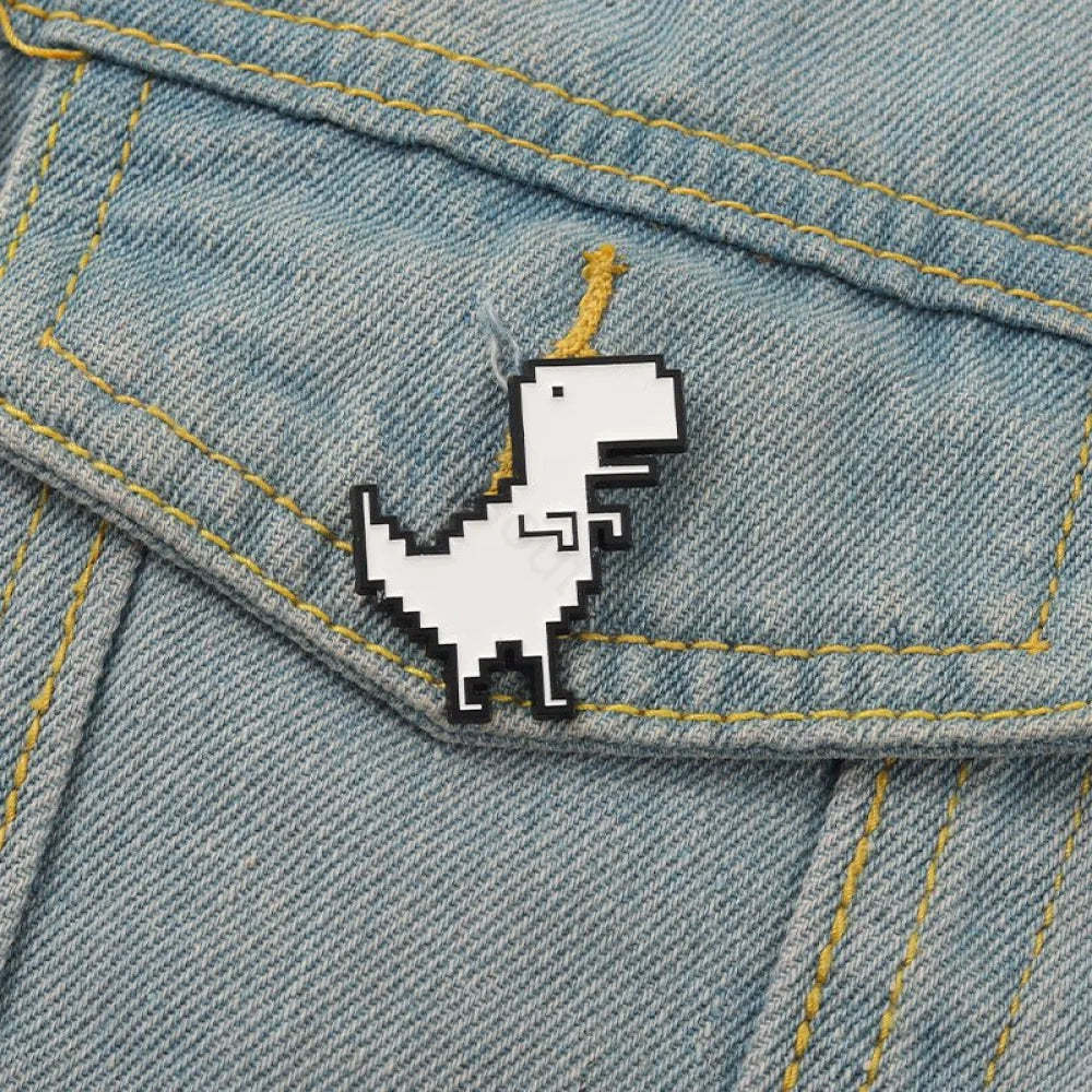 Chrome T-rex Enamel Pins - Geeksoutfit