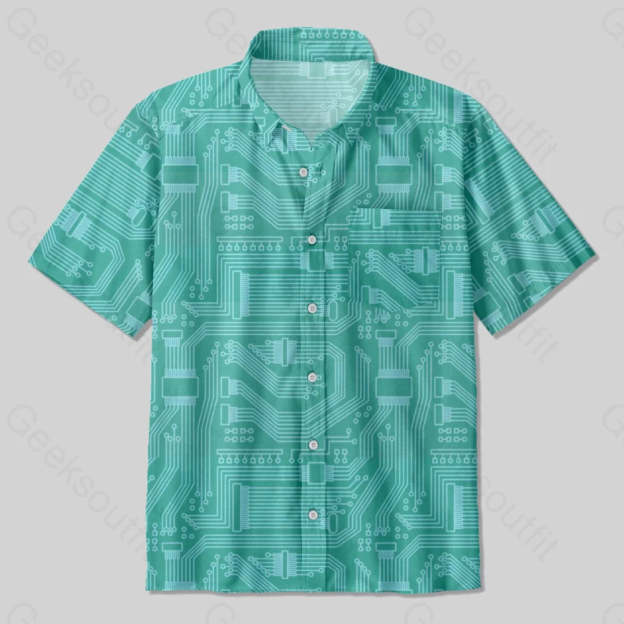 Circuit Board Elements Button Up Pocket Shirt