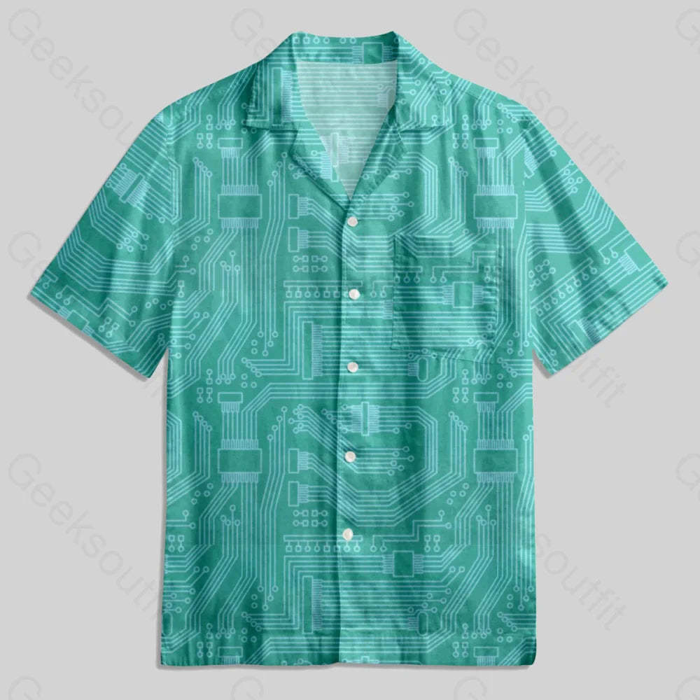 Circuit Board Elements Button Up Pocket Shirt